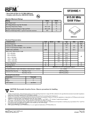 SF2049E-1 Datasheet PDF RF Monolithics, Inc