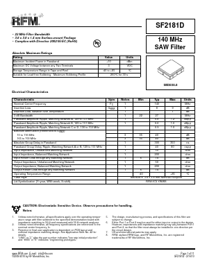 SF2181D Datasheet PDF RF Monolithics, Inc