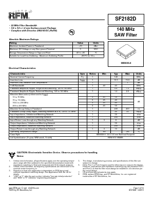 SF2182D Datasheet PDF RF Monolithics, Inc