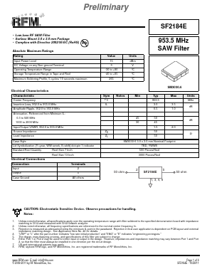 SF2184E Datasheet PDF RF Monolithics, Inc