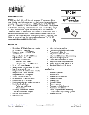 TRC104 Datasheet PDF RF Monolithics, Inc