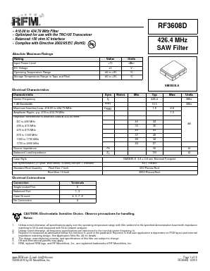 RF3608D Datasheet PDF RF Monolithics, Inc