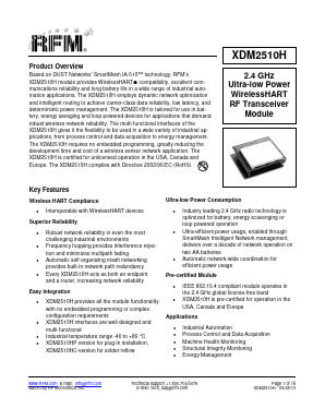 XDM2510HC Datasheet PDF RF Monolithics, Inc