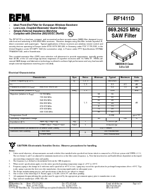 RF1411D Datasheet PDF RF Monolithics, Inc