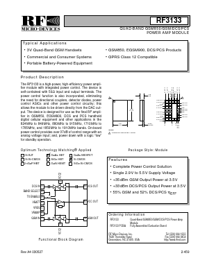 RF3133PCBA Datasheet PDF RF Monolithics, Inc