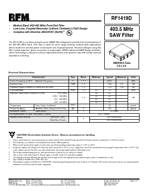 RF1419D Datasheet PDF RF Monolithics, Inc