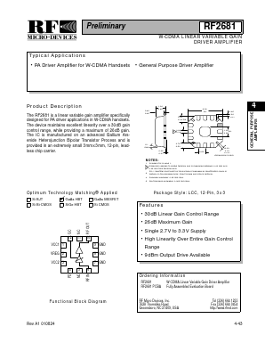 RF2681PCBA Datasheet PDF RF Micro Devices