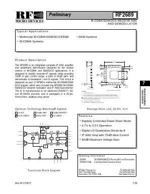 RF2689 Datasheet PDF RF Micro Devices