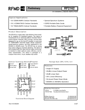 RF2162 Datasheet PDF RF Micro Devices