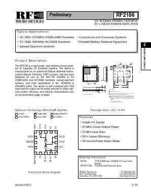 RF2186 Datasheet PDF RF Micro Devices