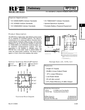 RF2192PCBA Datasheet PDF RF Micro Devices