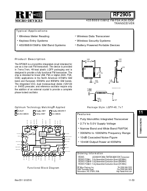 RF2905 Datasheet PDF RF Micro Devices