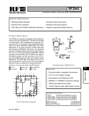 RF2945PCBA-H Datasheet PDF RF Micro Devices