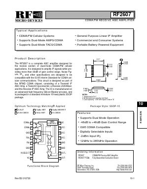 RF2607PCBA Datasheet PDF RF Micro Devices
