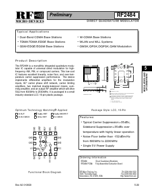 RF2484PCBA Datasheet PDF RF Micro Devices
