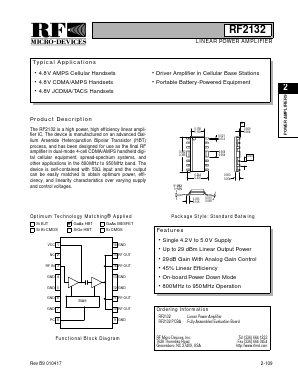 RF2132 Datasheet PDF RF Micro Devices