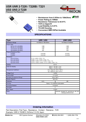 USR2-T220B Datasheet PDF Riedon Powertron