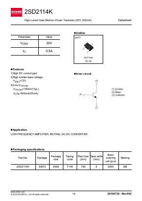 2SD2114K Datasheet PDF ROHM Semiconductor