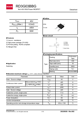 RD3G03BBG Datasheet PDF ROHM Semiconductor