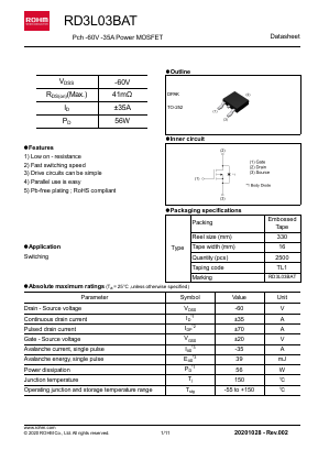 RD3L03BAT Datasheet PDF ROHM Semiconductor