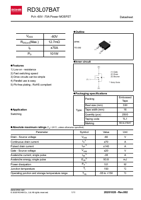 RD3L07BAT Datasheet PDF ROHM Semiconductor
