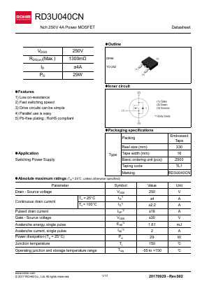RD3U040CN Datasheet PDF ROHM Semiconductor
