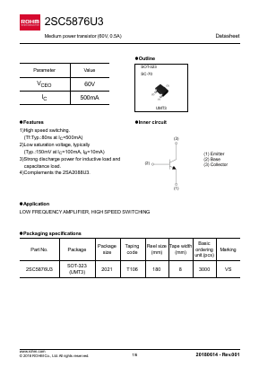 2SC5876U3 Datasheet PDF ROHM Semiconductor
