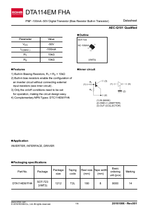 DTA114EMFHA Datasheet PDF ROHM Semiconductor
