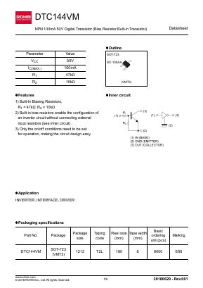 DTC144VM Datasheet PDF ROHM Semiconductor