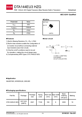 DTA144EU3HZG Datasheet PDF ROHM Semiconductor