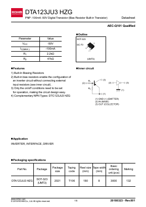 DTA123JU3HZG Datasheet PDF ROHM Semiconductor
