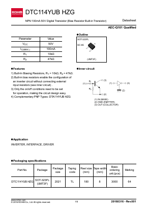 DTC114YUBHZG Datasheet PDF ROHM Semiconductor