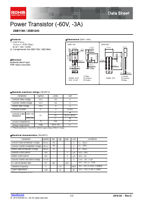 2SB1243TV2Q Datasheet PDF ROHM Semiconductor