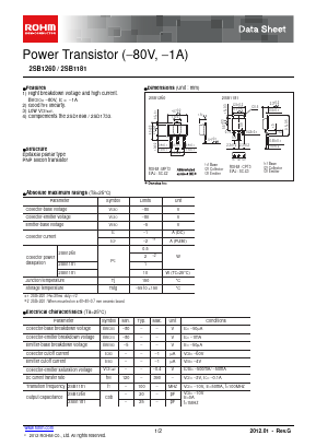 2SB1260T100Q Datasheet PDF ROHM Semiconductor