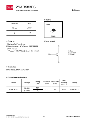2SAR583D3 Datasheet PDF ROHM Semiconductor