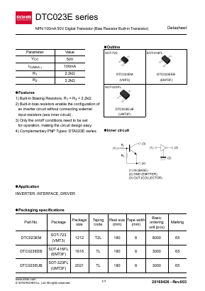 DTC023EUB Datasheet PDF ROHM Semiconductor
