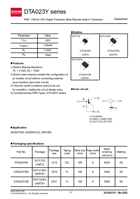 DTA023Y Datasheet PDF ROHM Semiconductor