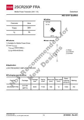2SCR293PFRA Datasheet PDF ROHM Semiconductor