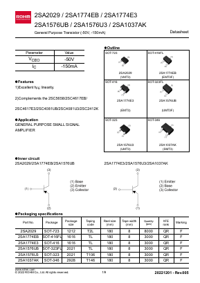 2SA2029 Datasheet PDF ROHM Semiconductor