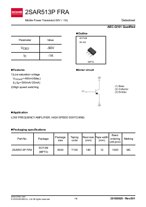 2SAR513PFRA Datasheet PDF ROHM Semiconductor