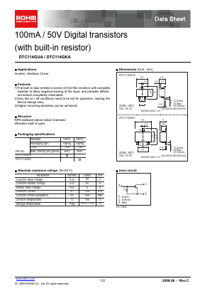 DTC114GUA Datasheet PDF ROHM Semiconductor