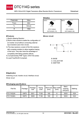 DTC114GKA Datasheet PDF ROHM Semiconductor