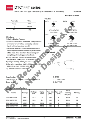 DTC144TKAFRA Datasheet PDF ROHM Semiconductor