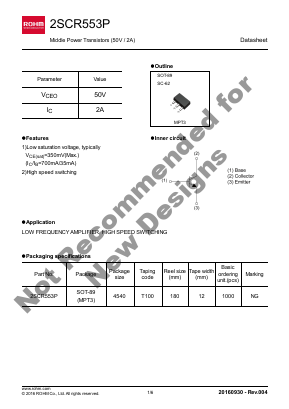 2SCR553P Datasheet PDF ROHM Semiconductor