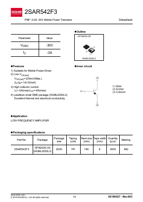2SAR542F3 Datasheet PDF ROHM Semiconductor