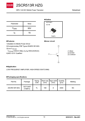 2SCR513RHZG Datasheet PDF ROHM Semiconductor