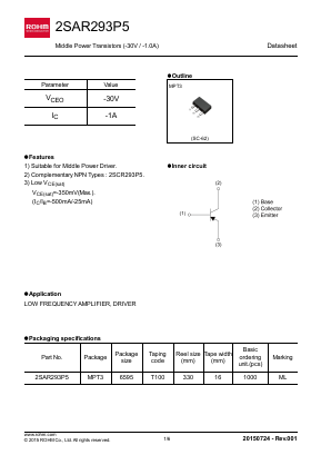 2SAR293P5 Datasheet PDF ROHM Semiconductor