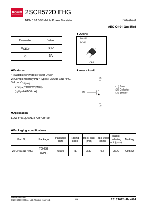 2SCR572DFHG Datasheet PDF ROHM Semiconductor