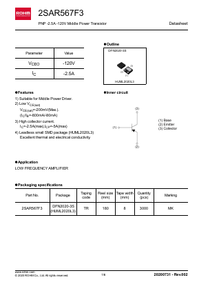 2SAR567F3 Datasheet PDF ROHM Semiconductor