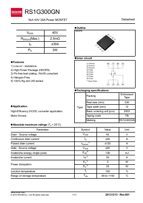 RS1G300GN Datasheet PDF ROHM Semiconductor